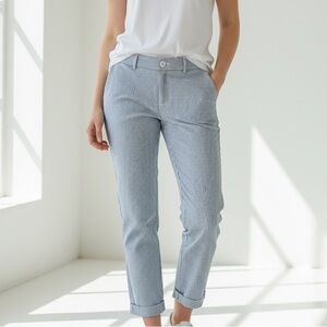 TOMMY Hilfiger Navy & White Pinstripe  Cropped‎ Cuffed Cropped Pants Size 4